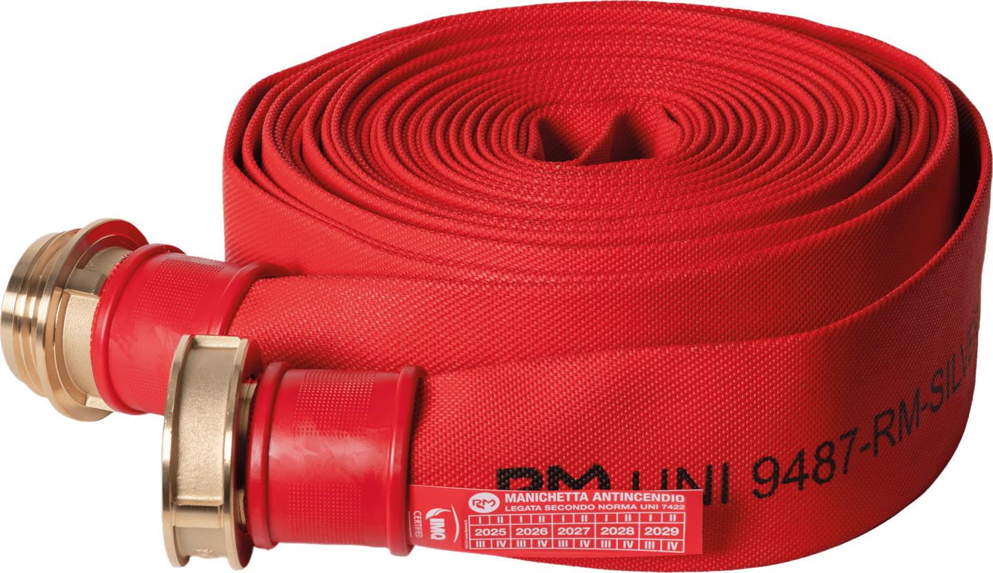 Feuerwehrschlauch Silver Rot mit Kupplungen DN45 und DN70