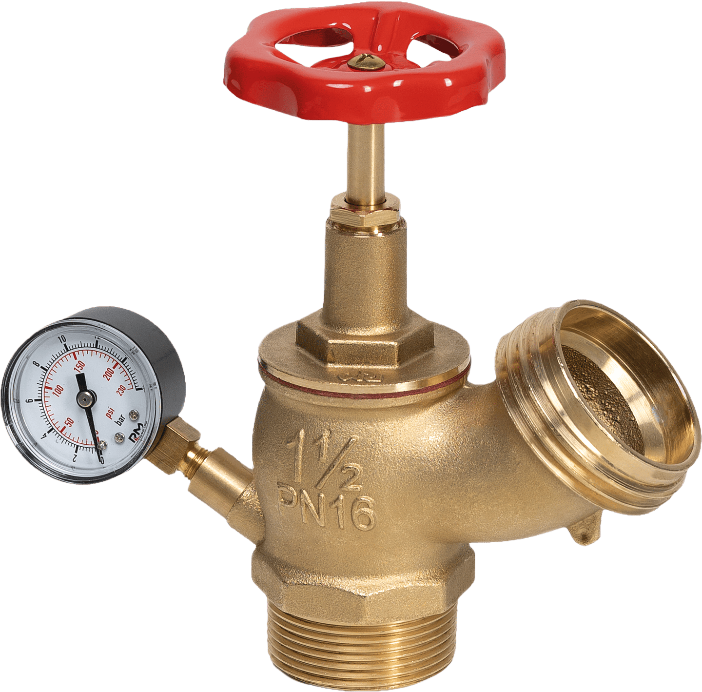 Verstärktes Wandhydrantenventil PN16 mit Manometer